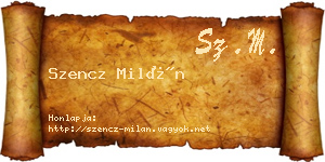 Szencz Milán névjegykártya